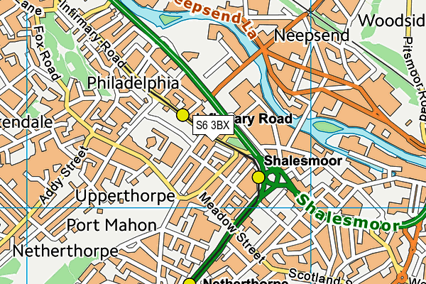 S6 3BX map - OS VectorMap District (Ordnance Survey) S6 3BX map - OS VectorMap District (Ordnance Survey)