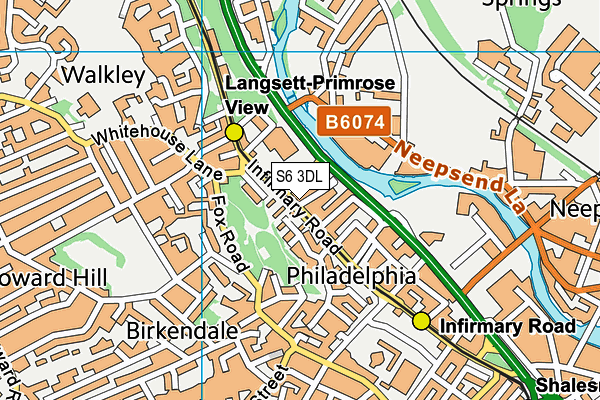 S6 3DL map - OS VectorMap District (Ordnance Survey) S6 3DL map - OS VectorMap District (Ordnance Survey)