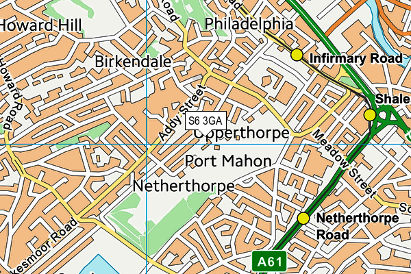 S6 3GA map - OS VectorMap District (Ordnance Survey) S6 3GA map - OS VectorMap District (Ordnance Survey)