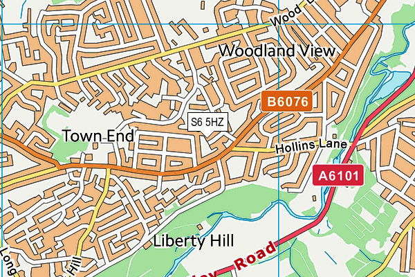 S6 5HZ map - OS VectorMap District (Ordnance Survey)