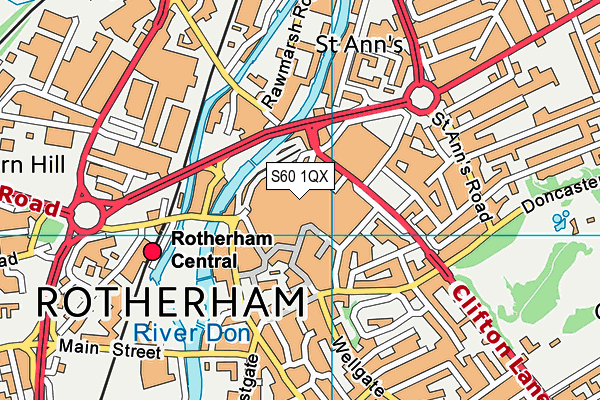 S60 1QX map - OS VectorMap District (Ordnance Survey)
