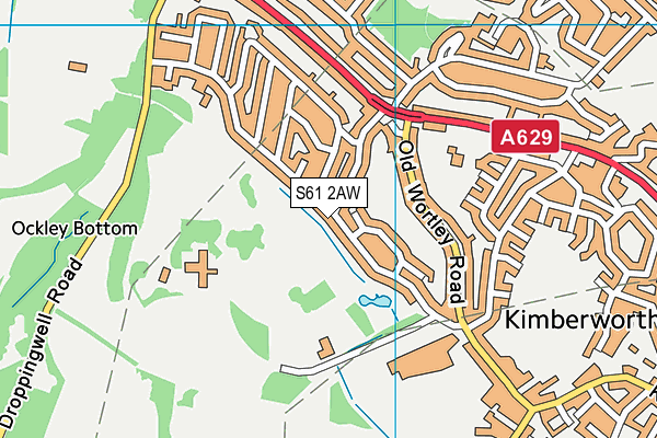 S61 2AW map - OS VectorMap District (Ordnance Survey)