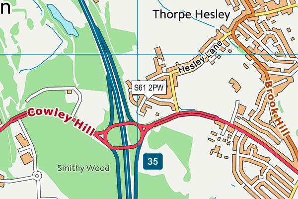 S61 2PW map - OS VectorMap District (Ordnance Survey)