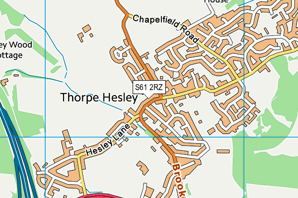 S61 2RZ map - OS VectorMap District (Ordnance Survey)