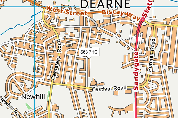S63 7HG map - OS VectorMap District (Ordnance Survey)