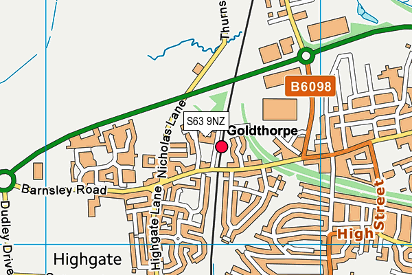 S63 9NZ map - OS VectorMap District (Ordnance Survey) S63 9NZ map - OS VectorMap District (Ordnance Survey)