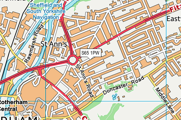 S65 1PW map - OS VectorMap District (Ordnance Survey) S65 1PW map - OS VectorMap District (Ordnance Survey)