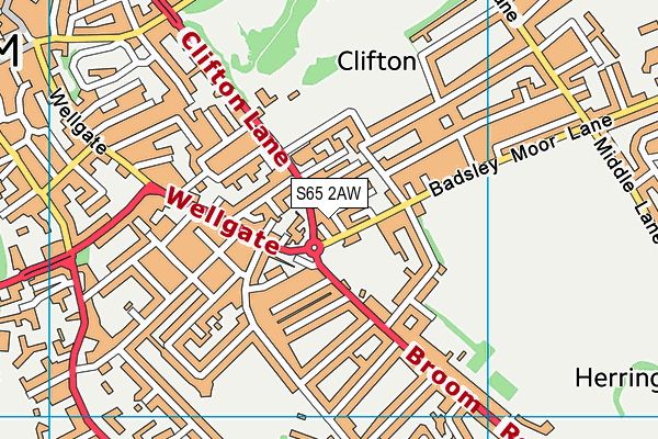 S65 2AW map - OS VectorMap District (Ordnance Survey) S65 2AW map - OS VectorMap District (Ordnance Survey)