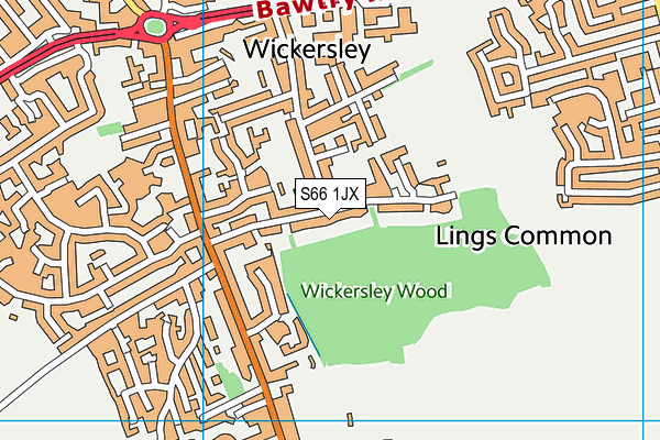 S66 1JX map - OS VectorMap District (Ordnance Survey)
