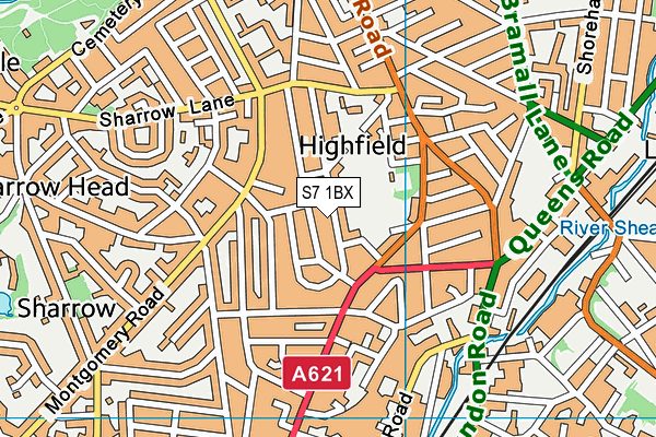 S7 1BX map - OS VectorMap District (Ordnance Survey) S7 1BX map - OS VectorMap District (Ordnance Survey)