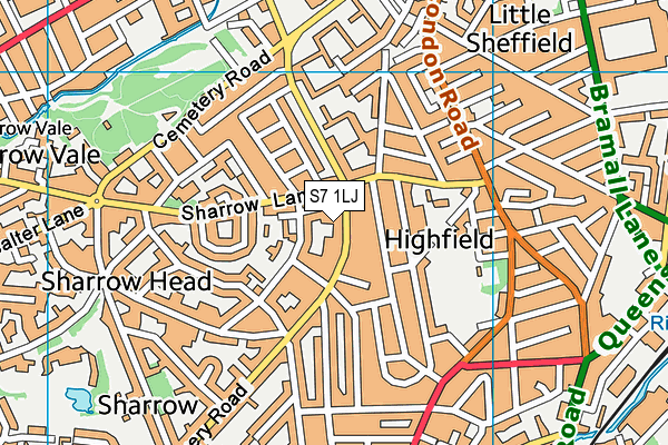 S7 1LJ map - OS VectorMap District (Ordnance Survey) S7 1LJ map - OS VectorMap District (Ordnance Survey)