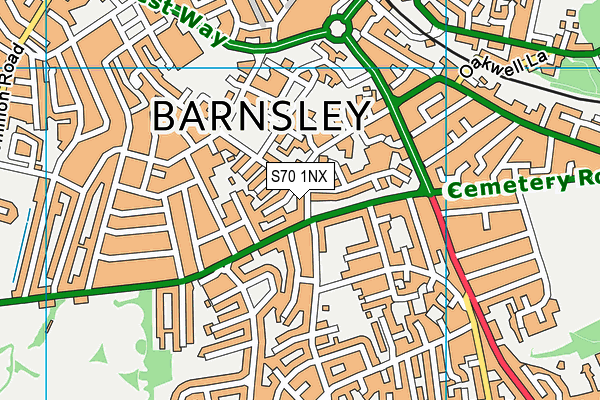S70 1NX map - OS VectorMap District (Ordnance Survey)
