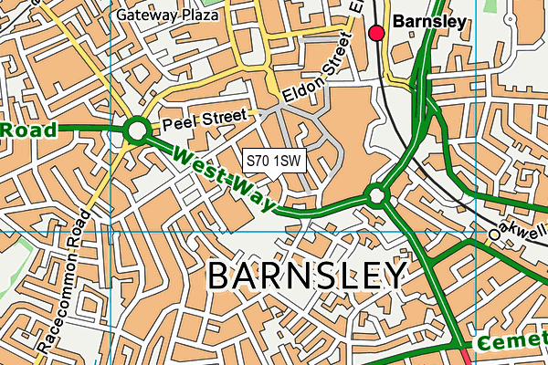 S70 1SW map - OS VectorMap District (Ordnance Survey)
