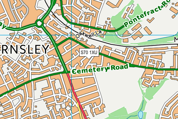 S70 1XU map - OS VectorMap District (Ordnance Survey)