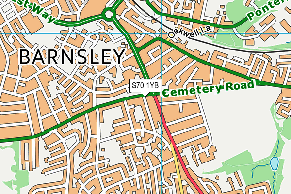 S70 1YB map - OS VectorMap District (Ordnance Survey)
