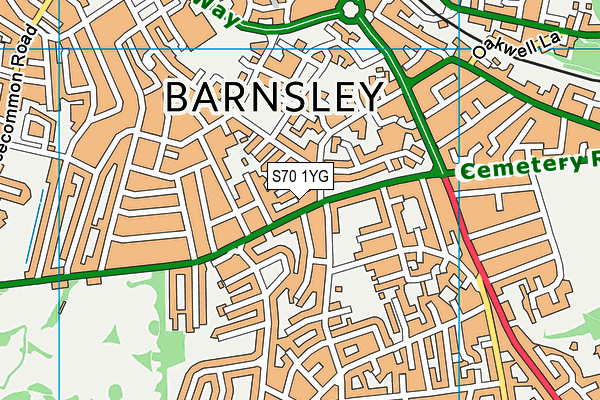 S70 1YG map - OS VectorMap District (Ordnance Survey) S70 1YG map - OS VectorMap District (Ordnance Survey)