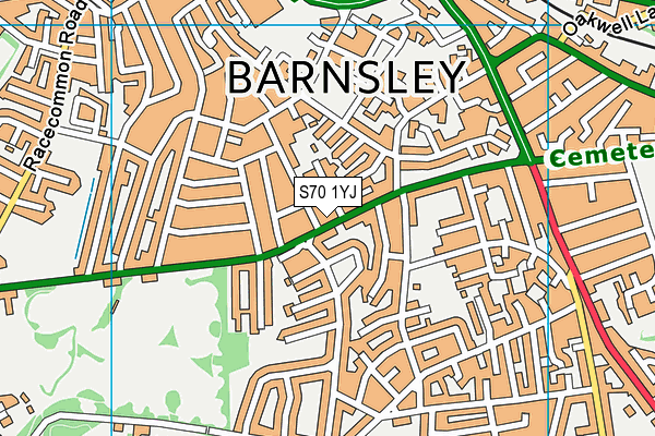 S70 1YJ map - OS VectorMap District (Ordnance Survey)