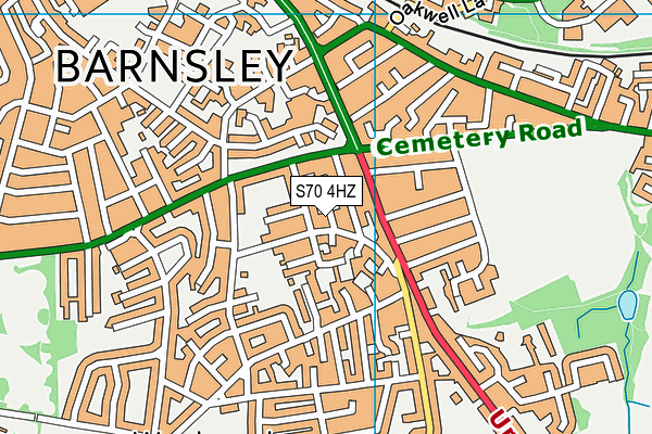 S70 4HZ map - OS VectorMap District (Ordnance Survey)