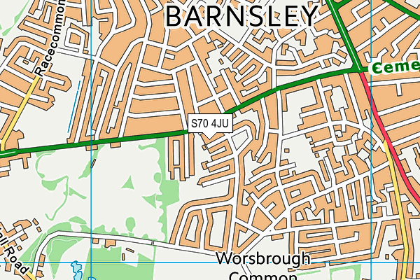 S70 4JU map - OS VectorMap District (Ordnance Survey)
