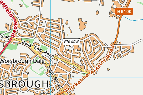 S70 4QW map - OS VectorMap District (Ordnance Survey)