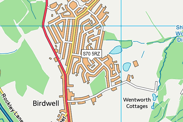 S70 5RZ map - OS VectorMap District (Ordnance Survey)