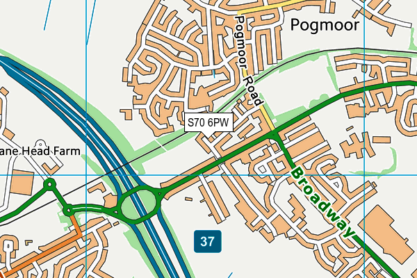 S70 6PW map - OS VectorMap District (Ordnance Survey) S70 6PW map - OS VectorMap District (Ordnance Survey)