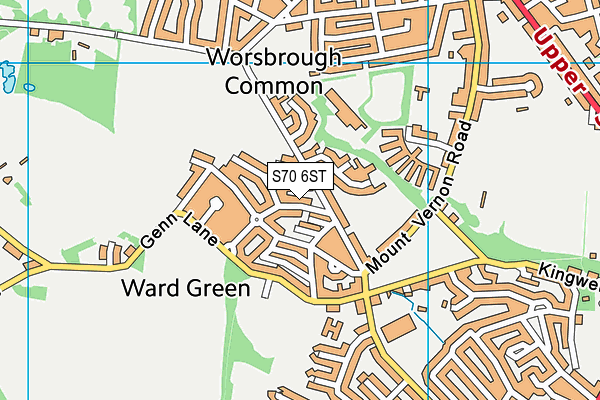 S70 6ST map - OS VectorMap District (Ordnance Survey)