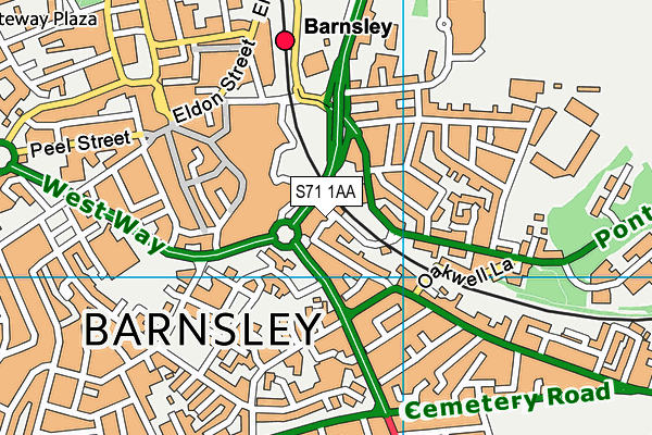 S71 1AA map - OS VectorMap District (Ordnance Survey) S71 1AA map - OS VectorMap District (Ordnance Survey)