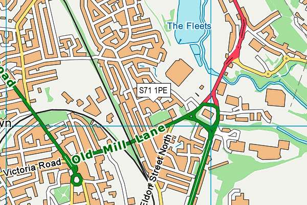 S71 1PE map - OS VectorMap District (Ordnance Survey) S71 1PE map - OS VectorMap District (Ordnance Survey)