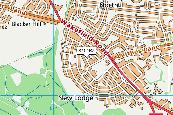 S71 1RZ map - OS VectorMap District (Ordnance Survey)