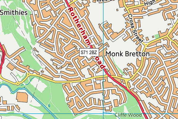 S71 2BZ map - OS VectorMap District (Ordnance Survey) S71 2BZ map - OS VectorMap District (Ordnance Survey)