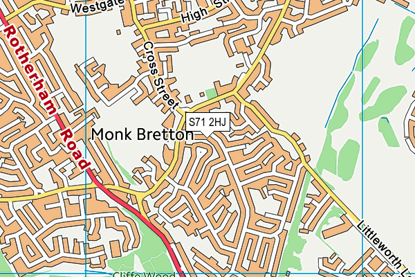 S71 2HJ map - OS VectorMap District (Ordnance Survey) S71 2HJ map - OS VectorMap District (Ordnance Survey)