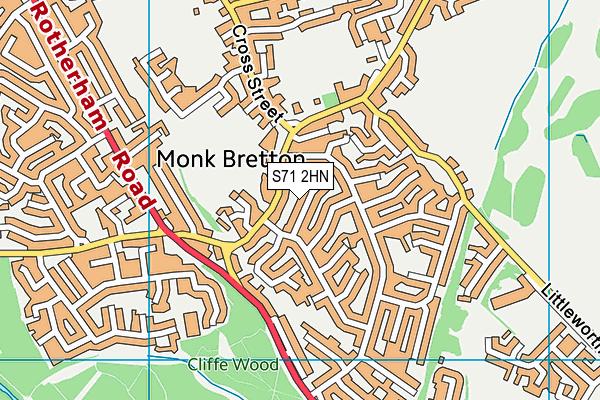 S71 2HN map - OS VectorMap District (Ordnance Survey) S71 2HN map - OS VectorMap District (Ordnance Survey)
