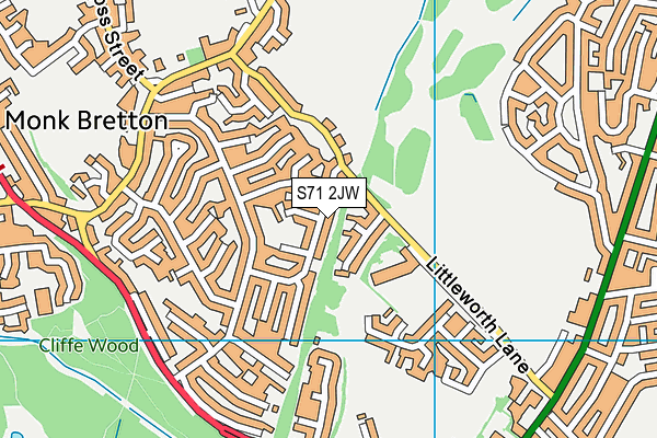 S71 2JW map - OS VectorMap District (Ordnance Survey) S71 2JW map - OS VectorMap District (Ordnance Survey)