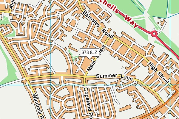 S73 8JZ map - OS VectorMap District (Ordnance Survey) S73 8JZ map - OS VectorMap District (Ordnance Survey)
