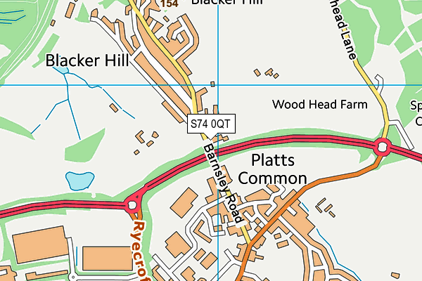 S74 0QT map - OS VectorMap District (Ordnance Survey) S74 0QT map - OS VectorMap District (Ordnance Survey)