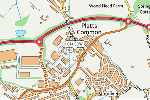S74 0QW map - OS VectorMap District (Ordnance Survey) S74 0QW map - OS VectorMap District (Ordnance Survey)