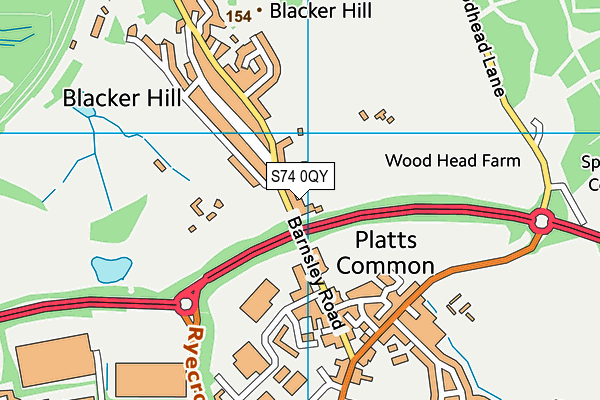 S74 0QY map - OS VectorMap District (Ordnance Survey) S74 0QY map - OS VectorMap District (Ordnance Survey)
