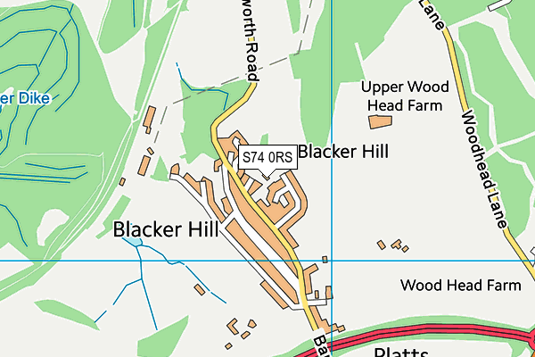 S74 0RS map - OS VectorMap District (Ordnance Survey)