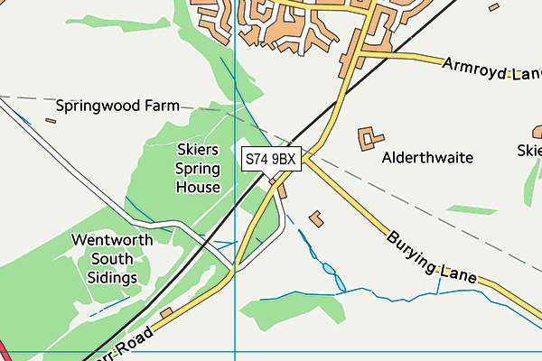 S74 9BX map - OS VectorMap District (Ordnance Survey) S74 9BX map - OS VectorMap District (Ordnance Survey)