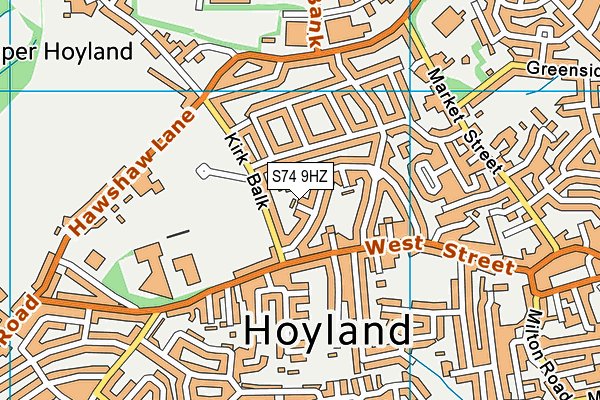 S74 9HZ map - OS VectorMap District (Ordnance Survey)