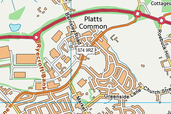S74 9RZ map - OS VectorMap District (Ordnance Survey)