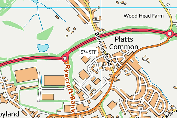 S74 9TF map - OS VectorMap District (Ordnance Survey) S74 9TF map - OS VectorMap District (Ordnance Survey)