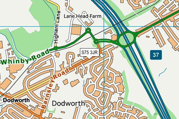 S75 3JR map - OS VectorMap District (Ordnance Survey) S75 3JR map - OS VectorMap District (Ordnance Survey)
