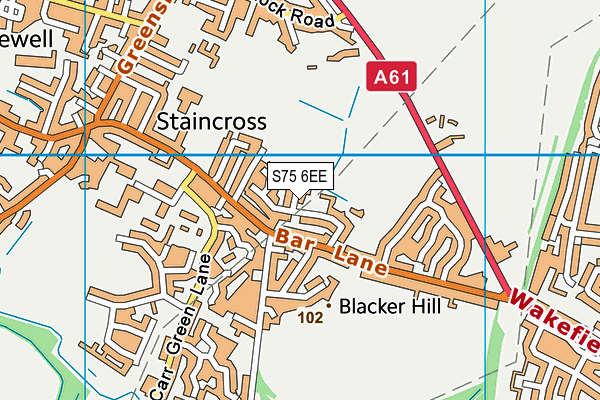 S75 6EE map - OS VectorMap District (Ordnance Survey) S75 6EE map - OS VectorMap District (Ordnance Survey)