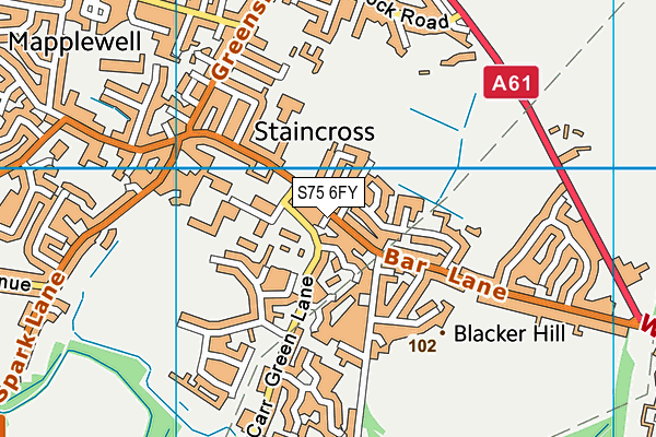 S75 6FY map - OS VectorMap District (Ordnance Survey) S75 6FY map - OS VectorMap District (Ordnance Survey)