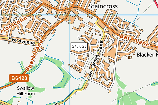S75 6GJ map - OS VectorMap District (Ordnance Survey) S75 6GJ map - OS VectorMap District (Ordnance Survey)