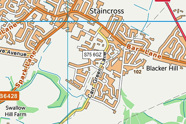 S75 6GZ map - OS VectorMap District (Ordnance Survey) S75 6GZ map - OS VectorMap District (Ordnance Survey)