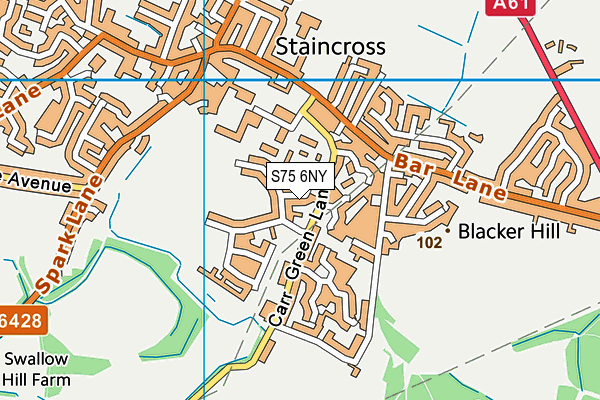 S75 6NY map - OS VectorMap District (Ordnance Survey) S75 6NY map - OS VectorMap District (Ordnance Survey)