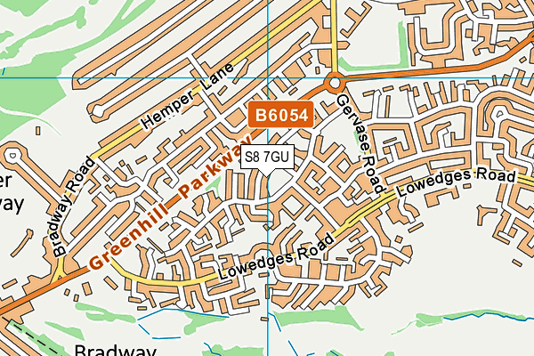 S8 7GU map - OS VectorMap District (Ordnance Survey) S8 7GU map - OS VectorMap District (Ordnance Survey)